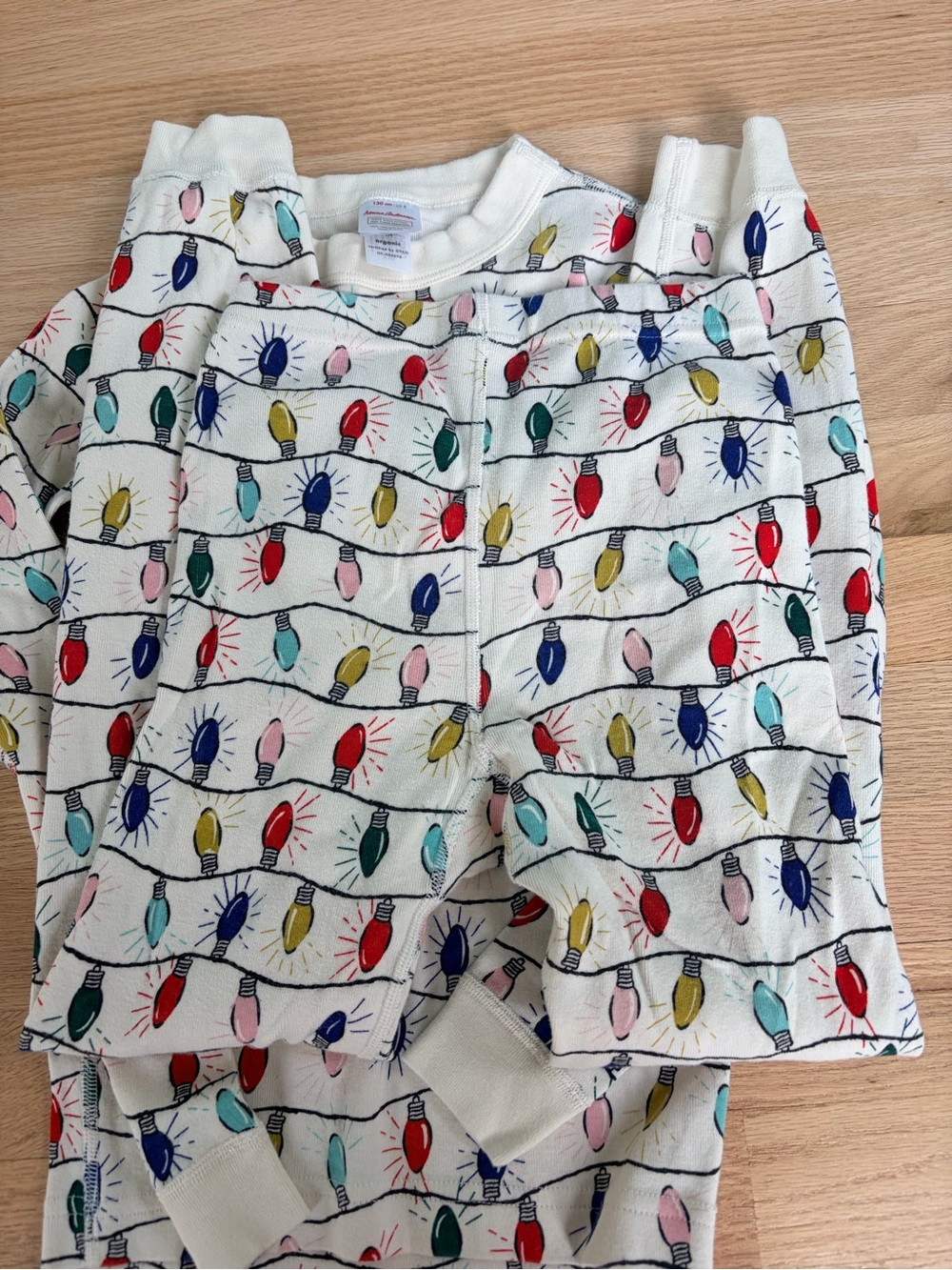 Hanna Andersson Organic Cotton Christmas Lights Pajama Set Size 8 - Picture 4 of 5